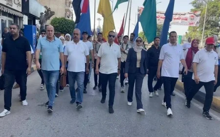 مسيرة شبابية تحتفل بانتصارات أكتوبر بتنظيم من وزارة الشباب والرياضة بالقليوبية