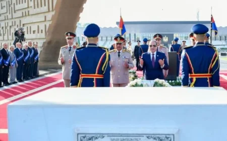 زيارة الرئيس السيسى للنصب التذكارى لشهداء القوات المسلحة وقرى ناصر والسادات