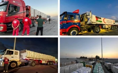 الهلال الأحمر المصري يرسل 1600 طن من المساعدات العاجلة إلى غزة عبر قافلة زاد العزة الـ48