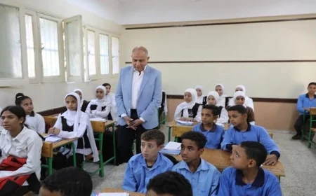 محافظ المنيا يزور مدرسة البرشا الإعدادية المشتركة في ملوي للاطلاع على سير العملية التعليمية