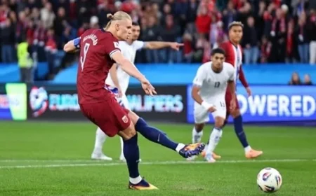 هالاند يتألق ويساهم في فوز النرويج الكبير على إسرائيل بخماسية نظيفة في تصفيات كأس العالم