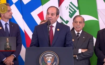 الرئيس السيسي يعلن أن اتفاق شرم الشيخ أنهى فصلًا محزنًا في تاريخ الإنسانية
