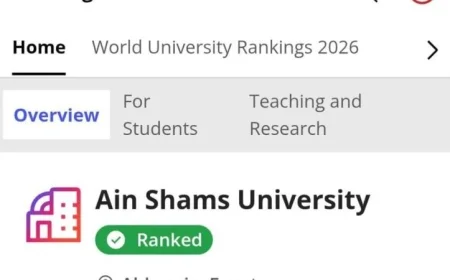 جامعة عين شمس تسجل ارتفاعاً ملحوظاً بـ 200 مركز في تصنيف التايمز العالمي للتعليم العالي
