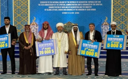 مرشح الشؤون الإسلامية السعودية يتألق في مسابقة القرآن الكريم بكازاخستان وينتزع الجائزة الكبرى