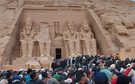 أبو سمبل تستعد لاستقبال الزوار للاحتفال بتعامد الشمس في فجر الأربعاء