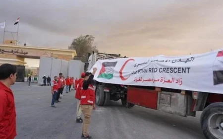 الهلال الأحمر يعلن عن انطلاق القافلة الـ50 من زاد العزة بمشاركة أكثر من 400 شاحنة لدعم غزة