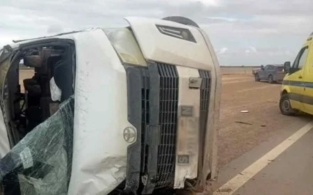 إصابة 9 أشخاص في انقلاب ميكروباص على طريق بنها شبرا الحر في القليوبية