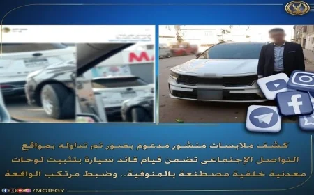 ضبط سائق في المنوفية بعد تثبيته لوحات خلفية مزيفة على سيارته