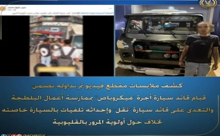 سائق ميكروباص يعتدي على قائد سيارة نقل ويتسبب في تلفيات كبيرة لمركبته