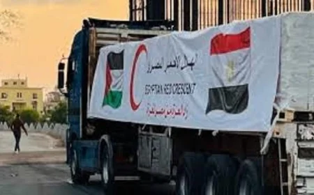 الهلال الأحمر المصري يعلن عن وصول 6 آلاف طن من المساعدات إلى غزة عبر قافلة زاد العزة الـ57