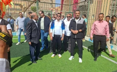 افتتاح ملعب خماسي جديد بمركز شباب التوفيق بحضور وزير الشباب والرياضة ومحافظ السويس