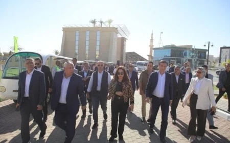 وزيرا التنمية المحلية والزراعة يقومان بجولة تفقدية في مجمع المصالح الحكومية بالخارجة