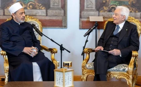 شيخ الأزهر يؤكد للرئيس الإيطالي انتظارنا لاعتراف إيطاليا بدولة فلسطين