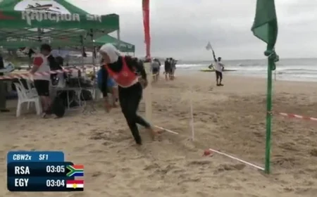 زوجي سيدات مصر تحت 23 عاماً يحققان إنجازاً تاريخياً بالتأهل لنهائي بطولة إفريقيا للتجديف الشاطئي