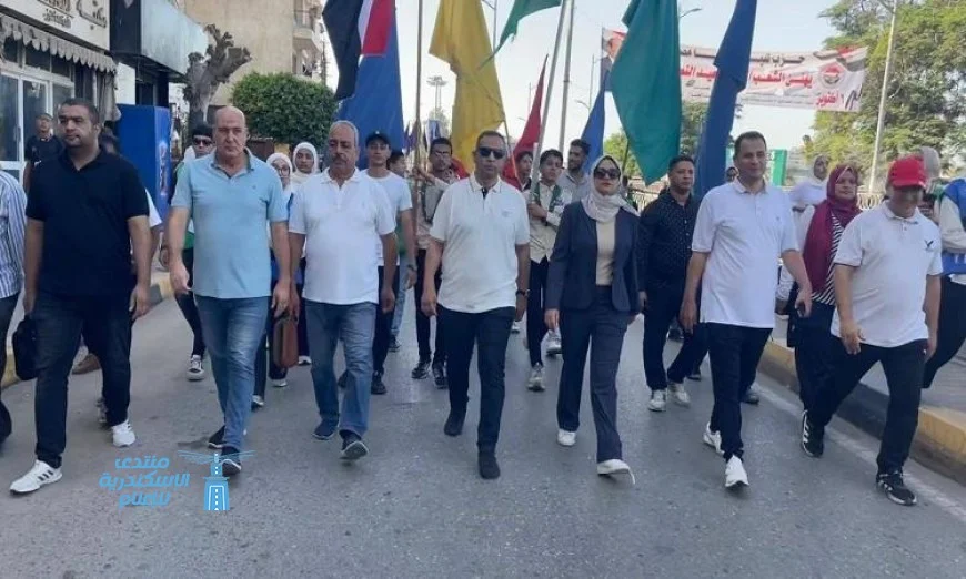 مسيرة شبابية تحتفل بانتصارات أكتوبر بتنظيم من وزارة الشباب والرياضة بالقليوبية