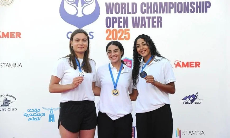 سيدات مصر يحرزن اللقب العالمي في سباق السباحة بالزعانف بالعلمين الجديدة