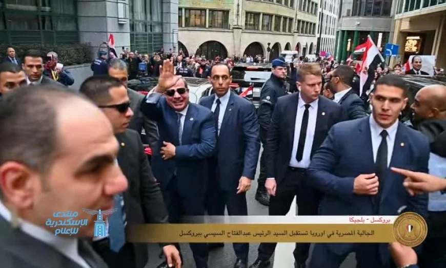 الجاليات المصرية في أوروبا تستقبل الرئيس السيسي بحفاوة عند وصوله بروكسل صور