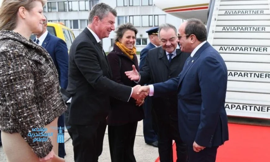 الرئيس السيسي يصل إلى بروكسل للمشاركة في القمة المصرية الأوروبية في المطار العسكري