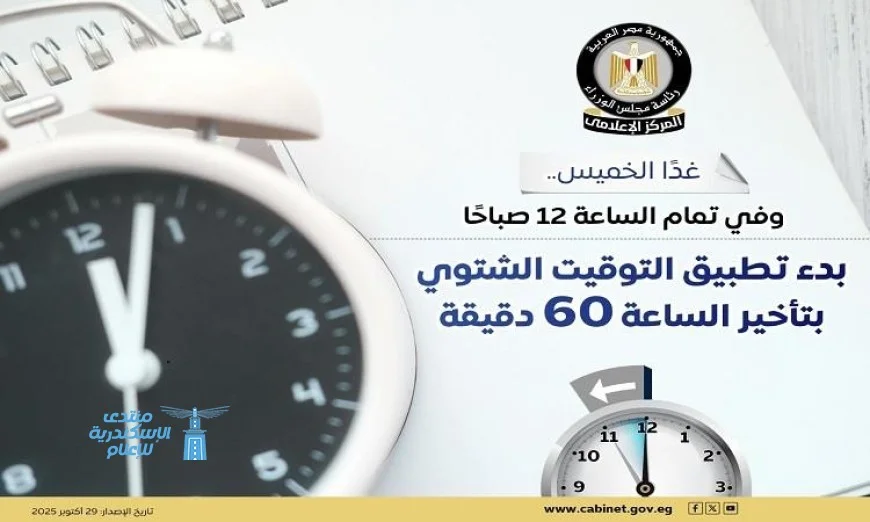 بدء التوقيت الشتوي في مصر الجمعة المقبلة 2025