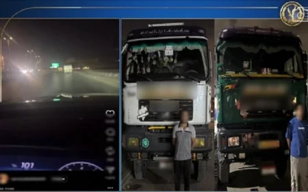 ضبط سائقو سيارتين نقل يتهوران على الطريق الدائري بشكل خطير