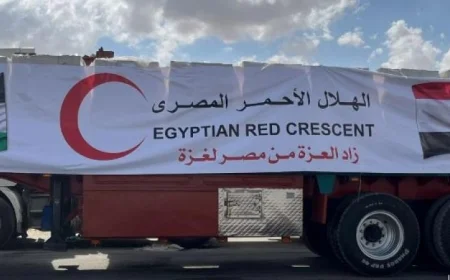 دخول أكثر من 8000 طن من المساعدات الإنسانية إلى غزة عبر قافلة زاد العزة حسب الهلال الأحمر