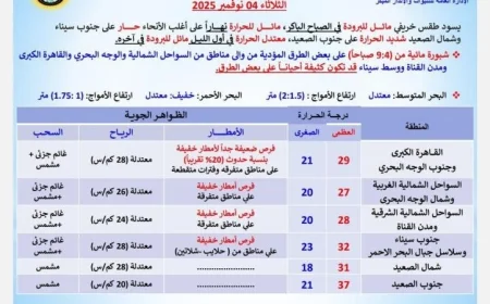 الأرصاد الجوية تكشف عن طقس خريفي بارد صباحا ومعتدل ليلا اليوم