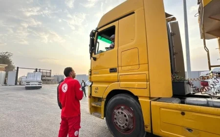 الهلال الأحمر يعلن عن انطلاق قافلة زاد العزة 65 محملة بـ 8 آلاف طن من المساعدات إلى الفلسطينيين