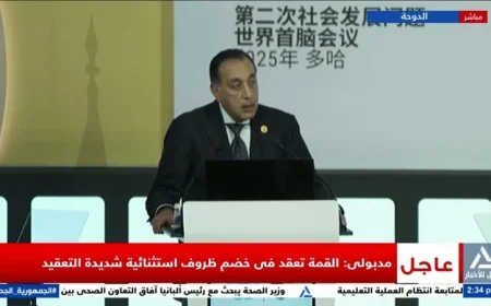 مدبولي يمثل مصر بكلمة مؤثرة في القمة العالمية للتنمية الاجتماعية نيابة عن الرئيس السيسي