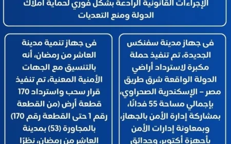 الإسكان تستعيد 55 فداناً و170 قطعة أرض في مدينتي سفنكس الجديدة والعاشر من رمضان