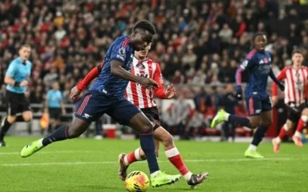 سندرلاند يحقق تعادل مثير مع أرسنال في الدقائق الأخيرة من الدوري الإنجليزي