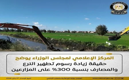 المركز الإعلامي لمجلس الوزراء يكشف حقيقة زيادة رسوم تطهير المساقي الخصوصية