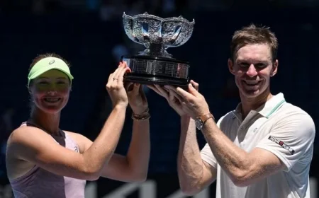 جاديكي وبيرز يتوجان بلقب الزوجي المختلط في أستراليا للتنس بعد 37 عاماً من الهيمنة