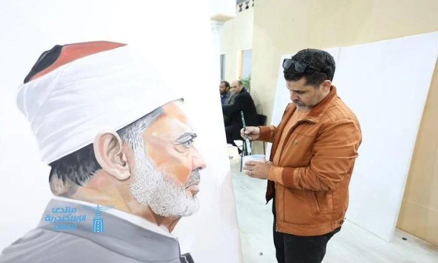 جناح الأزهر في معرض الكتاب الدولي يبرز لوحة عملاقة تسجل مسيرة العطاء للإمام الأكبر