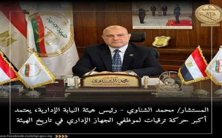 رئيس هيئة النيابة الإدارية يعلن عن أكبر حركة ترقيات لموظفي الجهاز الإداري لعام 2023