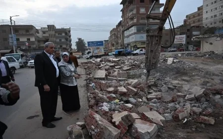 محافظ الغربية يراقب تقدم إزالة حديقة قطور القديمة لتوسيع محور مصرف الزهار