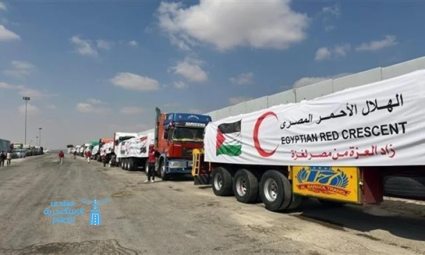 قافلة المساعدات رقم 128 من زاد العزة تصل إلى الفلسطينيين في قطاع غزة