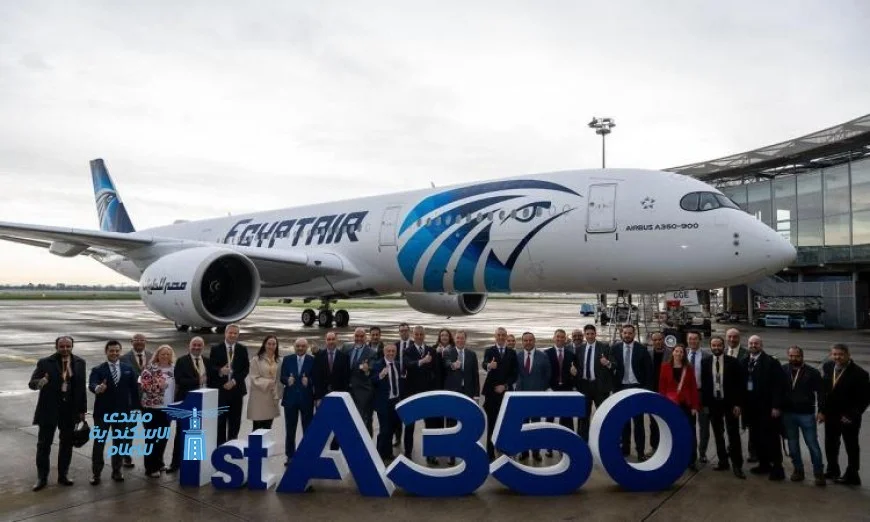 مصر للطيران تستقبل أول طائرة ايرباص A350-900 في مطار القاهرة الدولي