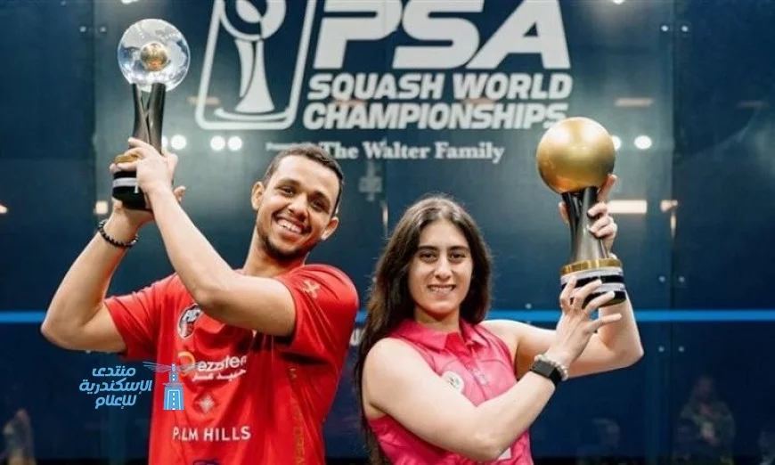 وزير الرياضة يحتفل بتتويج الشربيني وعسل في بطولة ويندي سيتي للإسكواش