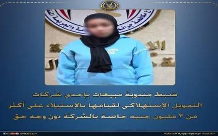 ضبط مندوبة مبيعات في شركة تمويل إستهلاكي لسرقتها 3 مليون جنيه
