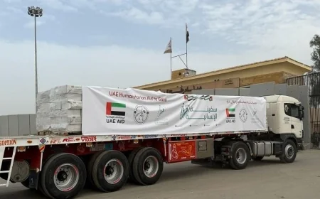 وكالة الإمارات للمساعدات تقدم قافلة جديدة لدعم غزة عبر معبر كرم أبو سالم