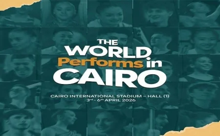 جدارية رائعة تعكس صورة الأبطال وتعلن شعار بطولة العالم للجمباز الفني القاهرة 2026