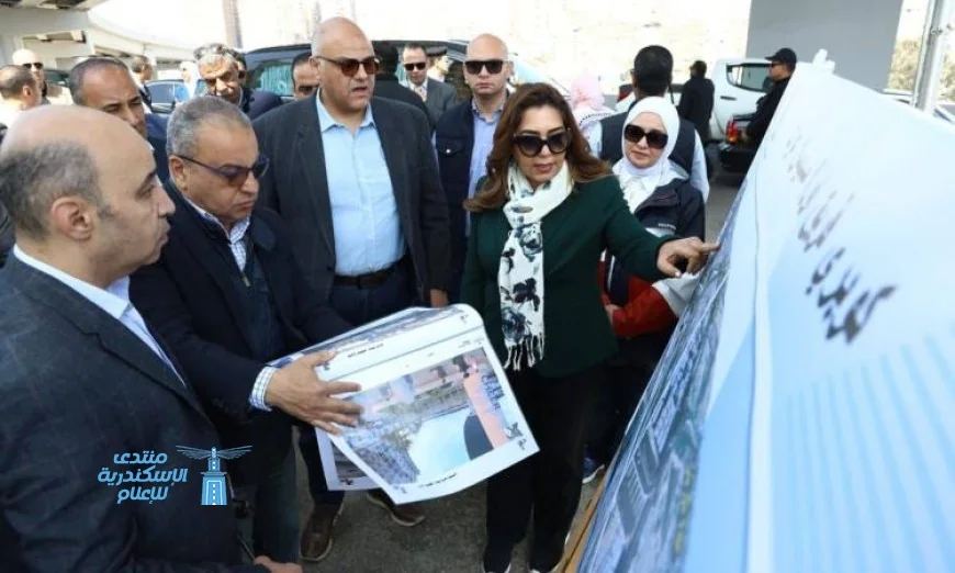 وزيرة التنمية المحلية ومحافظ الإسكندرية يزوران كوبري الفريق أول سليمان عزت لمتابعة التجديدات الجديدة