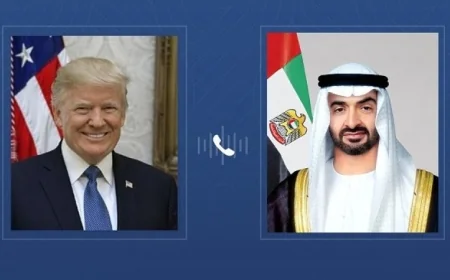 الرئيس الإماراتي يناقش مع نظيره الأمريكي آخر مستجدات الأوضاع في المنطقة