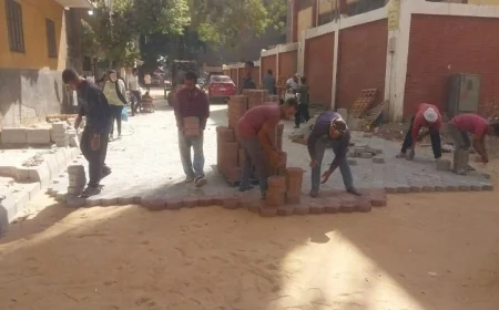 مشروع رصف 11 شارعاً ومتفرعاتها بالإنترلوك في حي إمبابة ضمن الخطة الاستثمارية الجديدة