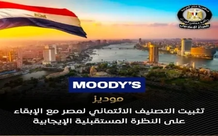 موديز تؤكد نظرتها الإيجابية للاقتصاد المصري رغم التحديات الناتجة عن الحرب