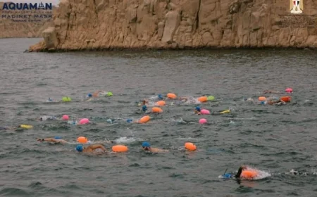 ختام بطولة aqua man للسباحة في أسوان أمام معبد فيله بحضور وزارة الشباب والرياضة