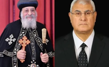 المستشار عدلي منصور يتصل بالبابا تواضروس لتهنئته بعيد القيامة المجيد