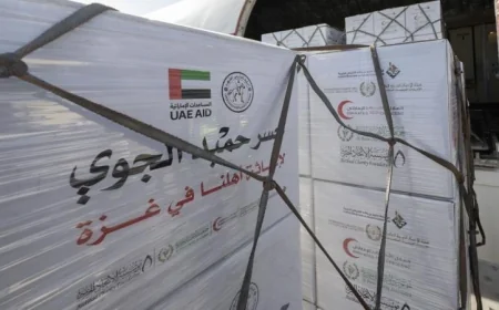 صور وصول طائرة مساعدات إماراتية إلى العريش محملة بـ100 طن لدعم غزة