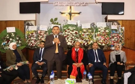 محافظ القليوبية يقدم التهاني للقس رفيق دويب بمناسبة رعايته للكنيسة الإنجيلية ببنها