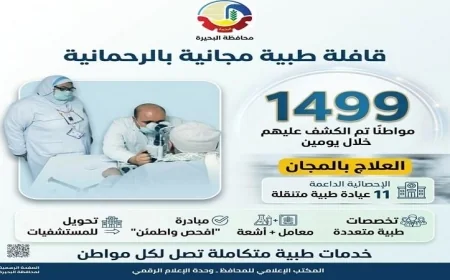 قافلة طبية مجانية في الرحمانية تكشف على 1499 مواطناً حسب صحة البحيرة